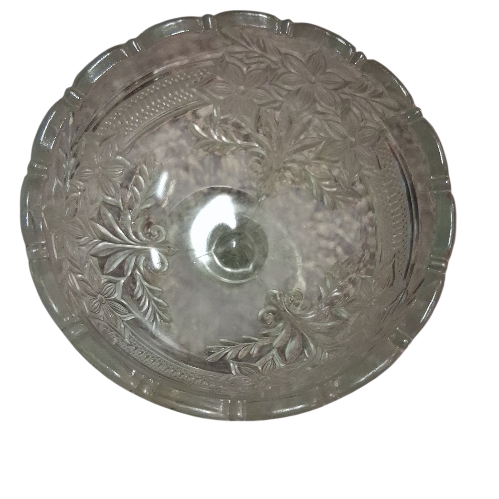 Elegant Vintage Floral Glass Compote - Picture 3 of 5